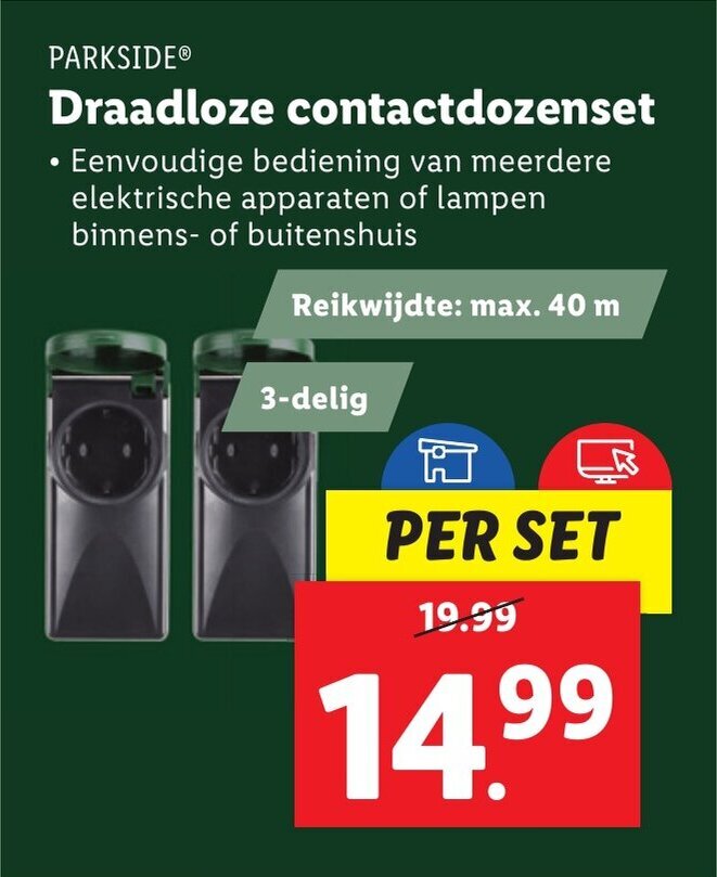 Draadloze contactdozenset aanbieding bij Lidl