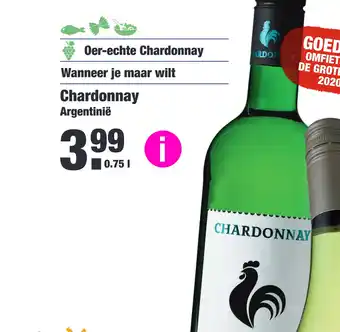 ALDI Chardonnay argentinië 0,75liter aanbieding