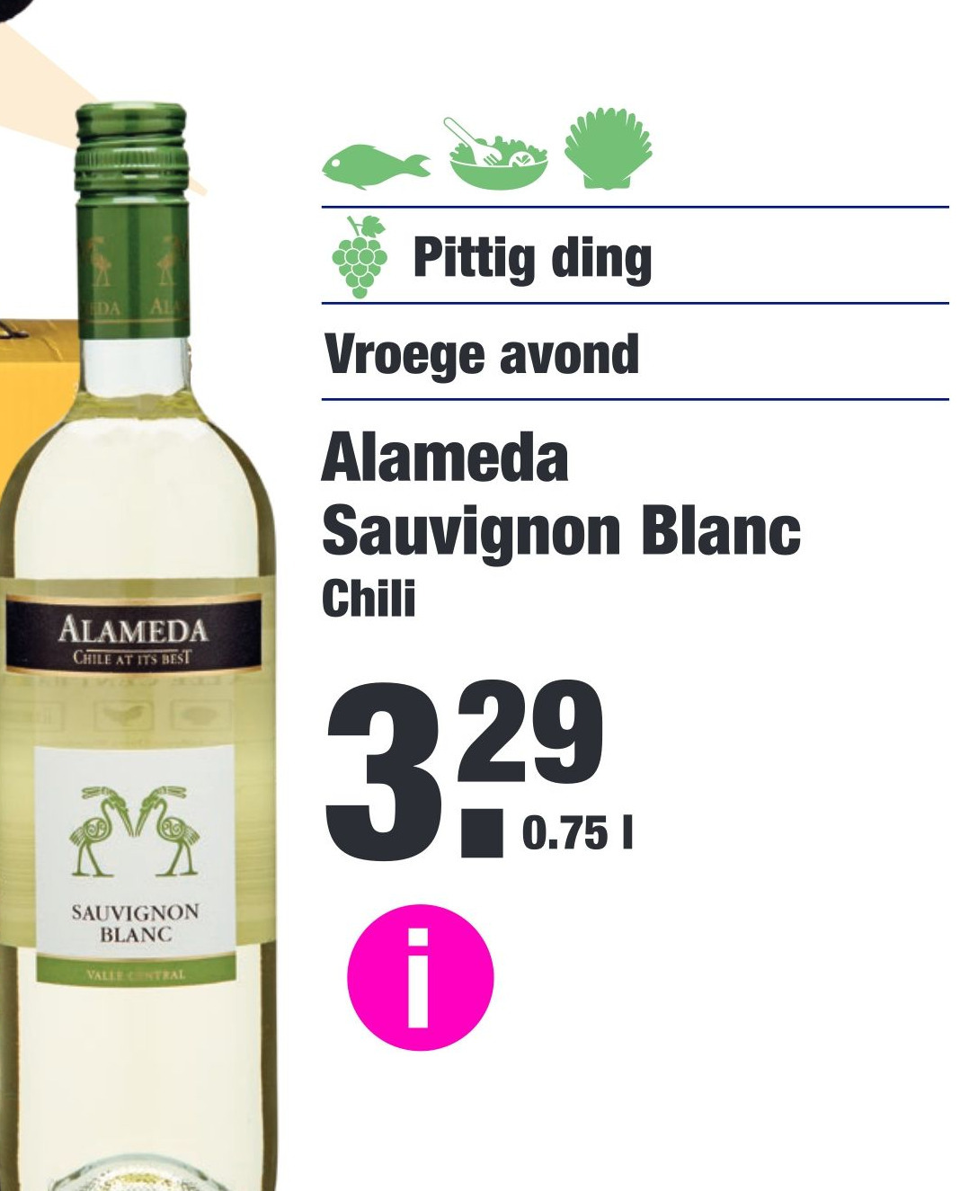 Alameda sauvignon blanc chili 0,75liter aanbieding bij ALDI