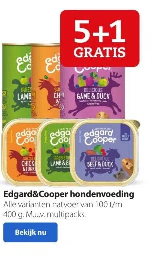 Pets Place Edgard&cooper hondenvoeding alle varianten natvoer van 100 t/m 400 g. m.u.v. multipacks. aanbieding