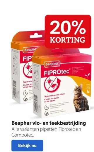 Pets Place Beaphar vlo- en teekbestrijding alle varianten pipetten fiprotec en combotec. aanbieding