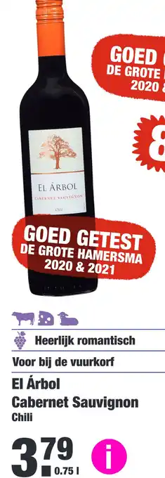 ALDI El Árbol cabernet sauvignon chili 0,75liter aanbieding