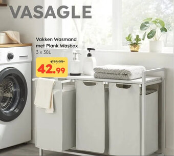 Ochama Vakken Wasmand met Plank Wasbox 3 x 38L aanbieding