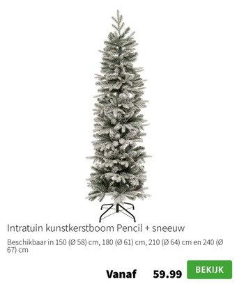 Intratuin Intratuin kunstkerstboom pencil + sneeuw aanbieding