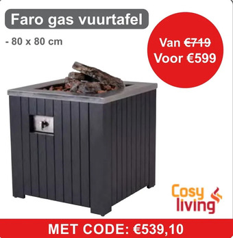 Tuinmeubelland Faro gas vuurtafel aanbieding