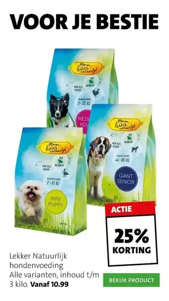 Intratuin Lekker Natuurlijk Hondenvoeding 3 kilo 25% Korting aanbieding