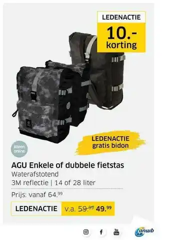 ANWB Agu Enkele Of Dubbele Fietstas 10.- Korting aanbieding
