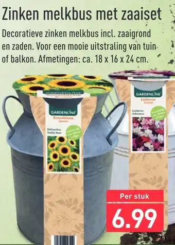 ALDI Zinken melkbus met zaaiset aanbieding