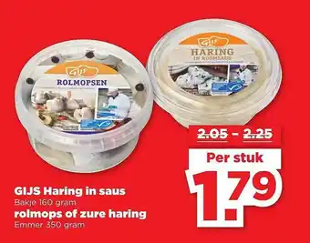 PLUS Gijs Haring In Saus Rolmops Of Zure Haring aanbieding