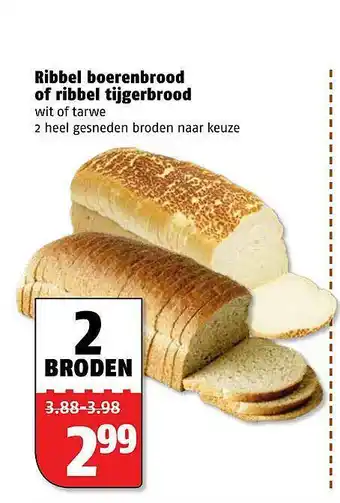 Poiesz Ribbel Boerenbrood Of Ribbel Tijgerbrood Wit Of Tarwe aanbieding