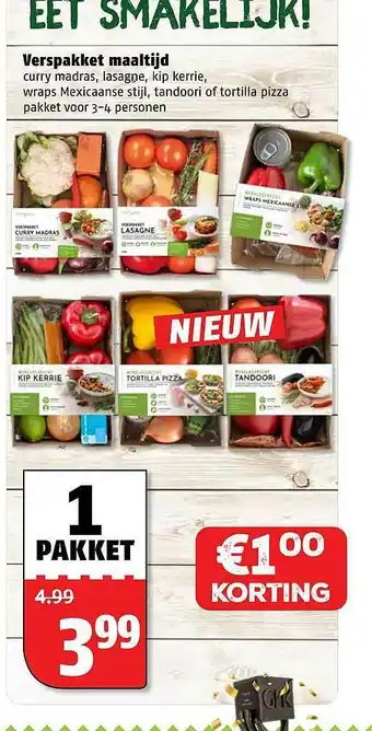 Poiesz Verspakket Maaltijd Curry Madras, Lasagne, Kip Kerrie, Wraps Mexicaanse Stijl, Tandoori Of Tortilla Pizza aanbieding