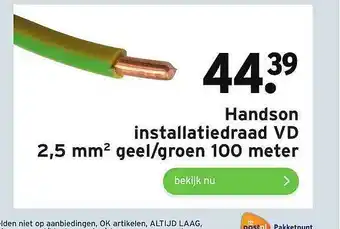 GAMMA Handson Installatiedraad VD 2,5 Mm² Geel-Groen 100 Meter aanbieding