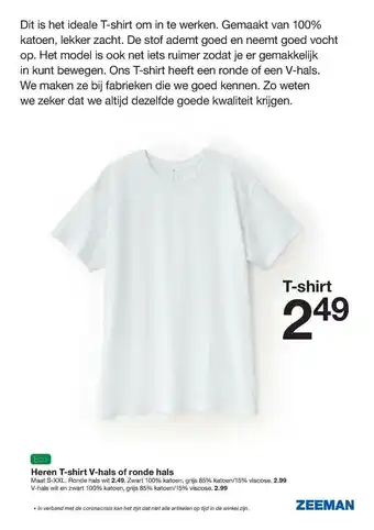 Zeeman Heren T-Shirt V-Hals Of Ronde Hals aanbieding