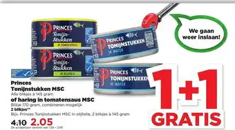 PLUS Princes Tonijnstukken MSC Of Haring In Tomatensaus MSC 1+1 Gratis aanbieding