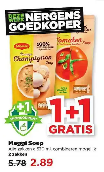 PLUS Maggi Soep 1+1 Gratis aanbieding