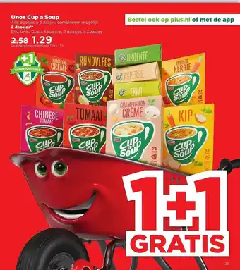 PLUS Unox Cup A Soup 1+1 Gratis aanbieding