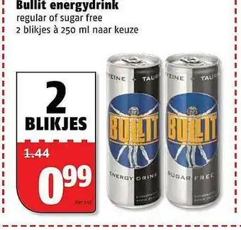 Poiesz Bullit Energydrink Regular Of Sugar Free aanbieding