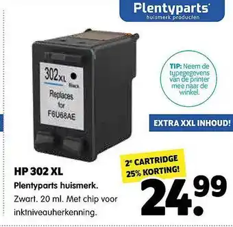 Plentyparts HP 302 XL Inktcartridge Plentyparts Huismerk aanbieding