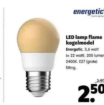 Plentyparts Led Lamp Flame Kogelmodel Energetic aanbieding