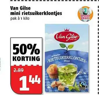 Poiesz Van Gilse Mini Rietsuikerklontjes 50% Korting aanbieding