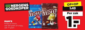 PLUS M&M'S 100 gram 77 gram aanbieding