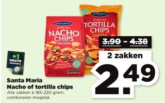 PLUS Santa Maria Nacho of tortilla chips 185-220 gram 2 zakken aanbieding