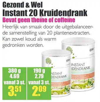 Gezond & Wel Gezond & wel instant 20 kruidendrank 190g aanbieding