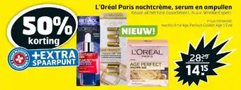 Trekpleister L'oreal paris nachtcreme, serum en ampullen aanbieding