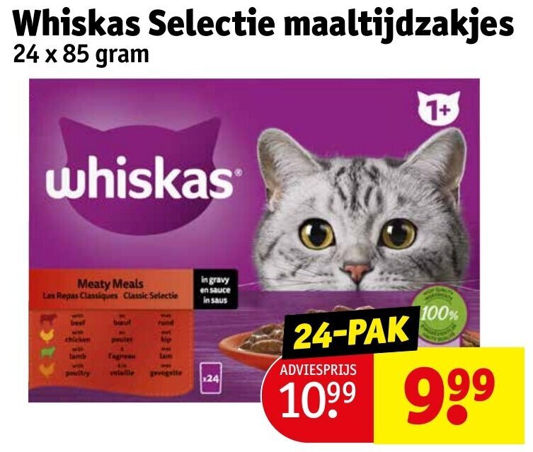 Whiskas Selectie maaltijdzakjes 24 x 85 gram aanbieding bij Kruidvat