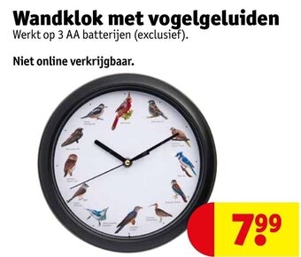 Kruidvat Wandklok met vogelgeluiden aanbieding