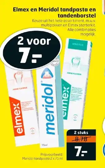 Trekpleister Elmex en meridol tandpasta en tandenborstel aanbieding