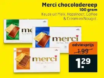Trekpleister Merci chocoladereep 100g aanbieding