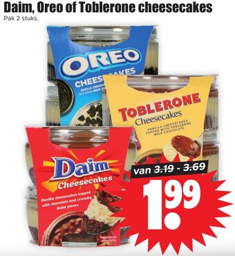 Dirk Daim, Oreo of Toblerone cheesecakes aanbieding