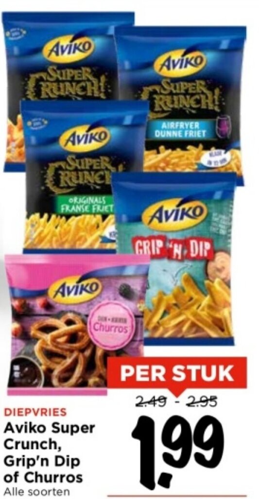 Aviko Super Crunch, Grip'n Dip of Churros aanbieding bij Vomar