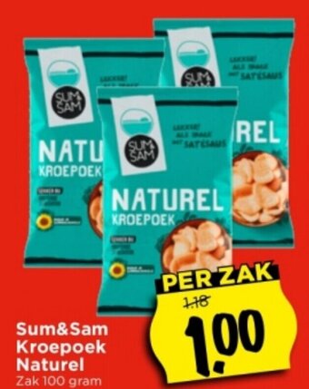 Vomar Voordeelmarkt Sum&Sam Kroepoek Naturel Zak 100 gram aanbieding