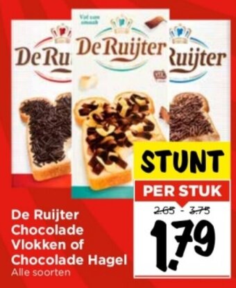 Vomar Voordeelmarkt De Ruijter Chocolade Vlokken of Chocolade Hagel aanbieding