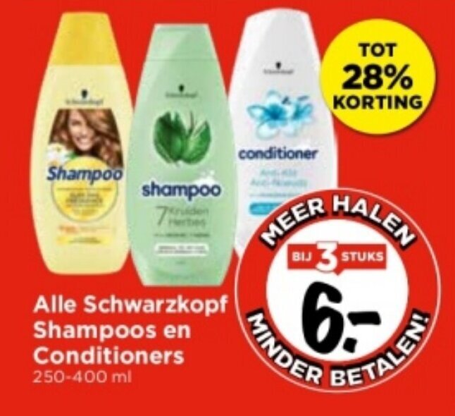 Alle Schwarzkopf Shampoos en Conditioners 250400 ml aanbieding bij Vomar