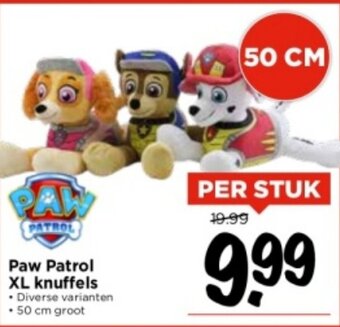 Vomar Voordeelmarkt Paw Patrol XL knuffels aanbieding