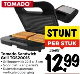 Vomar Voordeelmarkt Tomado Sandwich Grill TGS2001S aanbieding