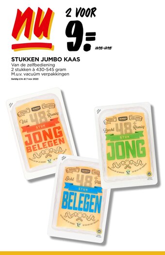 Jumbo STUKKEN JUMBO KAAS 2 stukken à 430 - 545 gram aanbieding