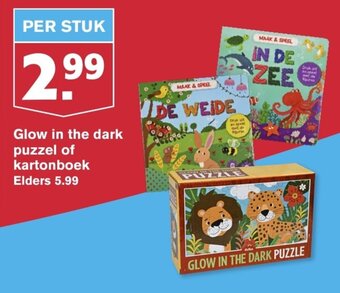 Hoogvliet Glow in the dark puzzel of kartonboek aanbieding