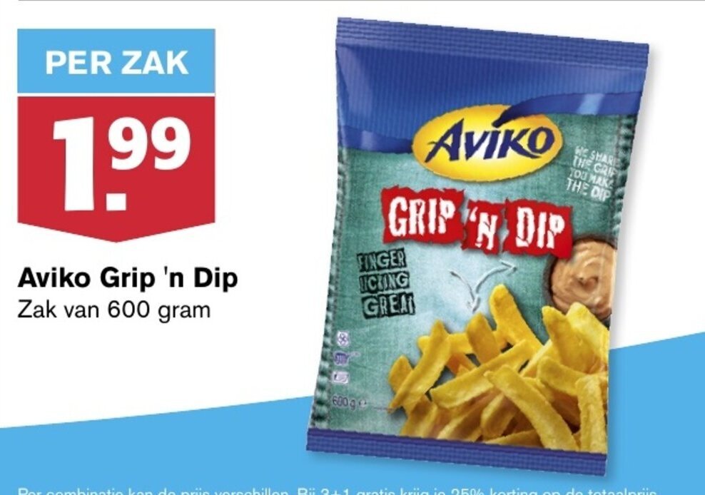 Aviko Grip 'n Dip 600 gram aanbieding bij Hoogvliet