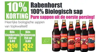 Gezond & Wel Rabenhorst 100% biologisch sap 750ml aanbieding