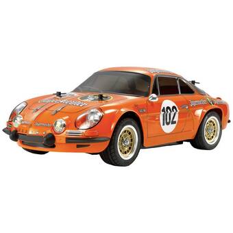 Conrad Tamiya 1:10 rc auto elektro racewagen renault alpine 110 jägermeister oranje brushed bouwpakket aanbieding