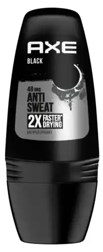 De Online Drogist Axe deoroller black 48h anti sweat 2x faster drying 50ml aanbieding