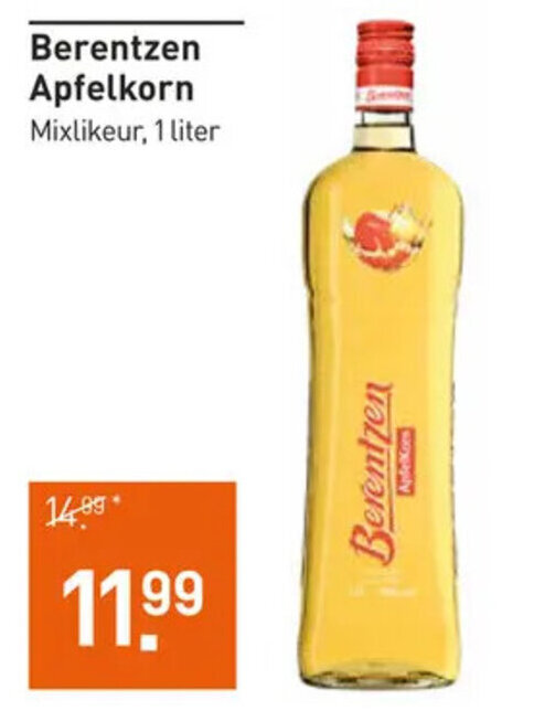 Berentzen Apfelkorn Mixlikeur, 1 liter aanbieding bij Gall &amp; Gall