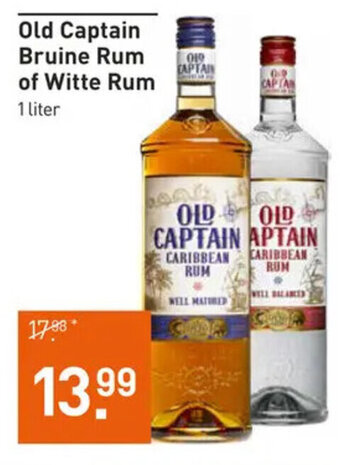 Gall & Gall Old Captain Bruine Rum of Witte Rum 1 liter aanbieding