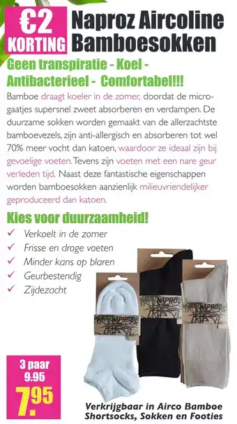 Gezond & Wel Naproz aircoline bamboesokken aanbieding