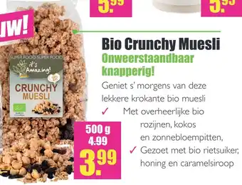 Gezond & Wel Bio crunchy muesli 500g aanbieding