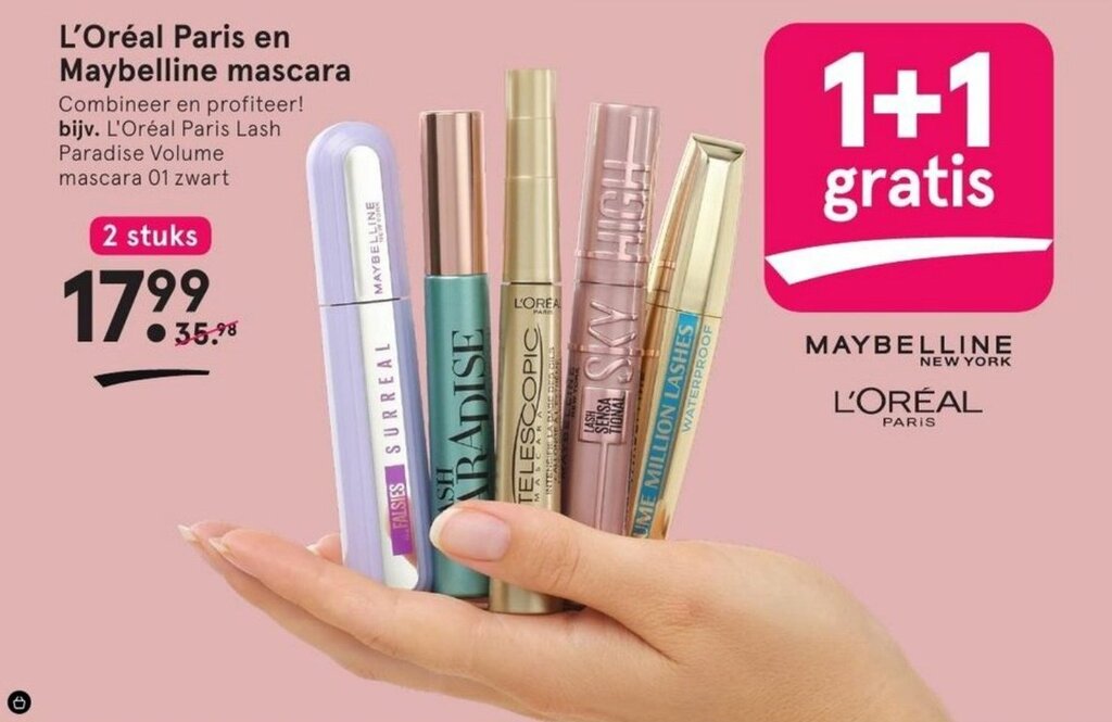 L'Oréal Paris en Maybelline mascara aanbieding bij Etos
